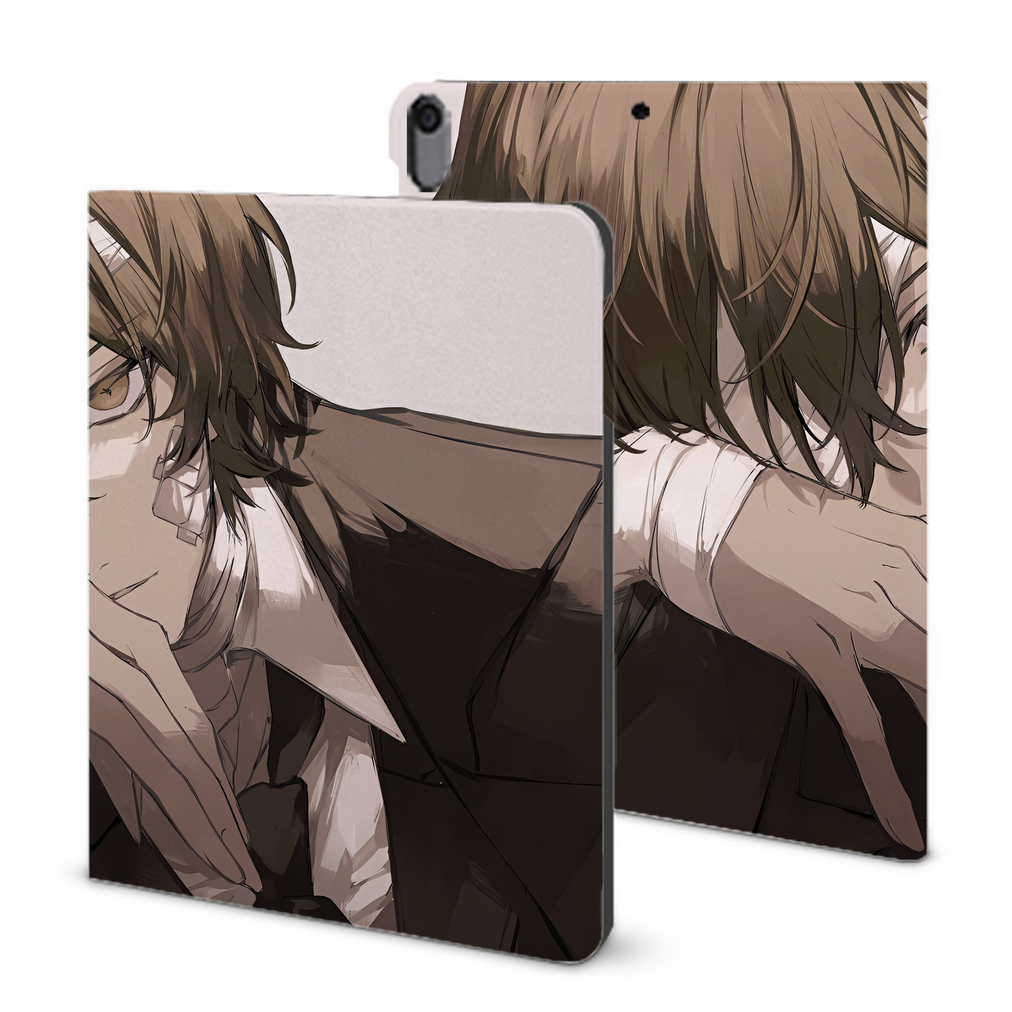 （画像用） 文豪ストレイドッグス Bungo Stray Dogs IPad ケース ブック型 PUレザー TPU 耐衝撃 軽量 薄型 ペン収納なし 全面保護 IPad 各モデル対応